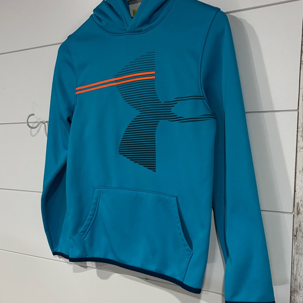 Under Armour Kids Teal Hoodie with Orange Stripe